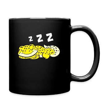Leopard Gecko Reptil Eidechse Schlafender Leopard - Tasse einfarbig - Schwarz - Rechts
