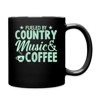 Durch Country Musik Und Kaffee Angeheizt - Tasse einfarbig - Schwarz - Rechts