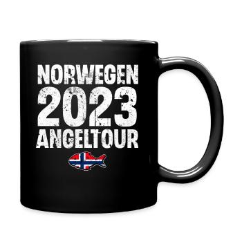 Norwegen Angeltour 2023 Angeln Angler Fischen - Tasse einfarbig - Schwarz - Rechts