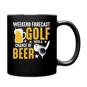 Wochenend Prognose Golf Mit Aussicht Auf Bier - Tasse einfarbig - Schwarz - Rechts