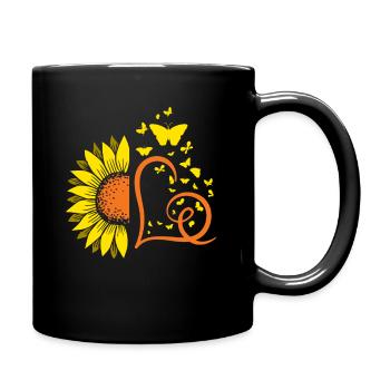 Sunflower Sunflower Butterflies - Full Colour Mug - black - Right