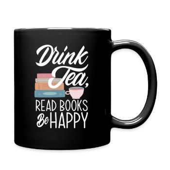 Tea Drinking Books Reading Hobby Gift - Full Colour Mug - black - Right