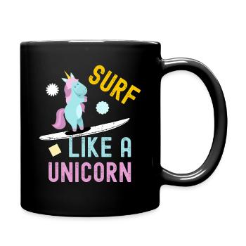 Surfen wie ein Einhorn - Tasse einfarbig - Schwarz - Rechts