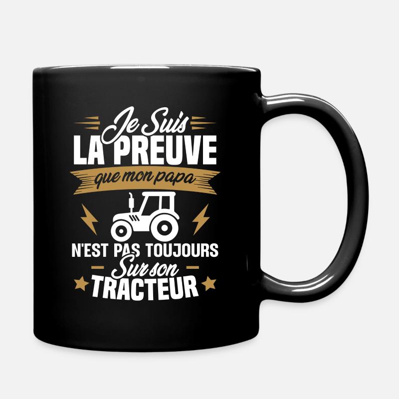 Preuve que mon papa tracteur, Papa agriculteur - Mug uni - noir