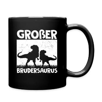 Großer Brudersaurus T-Rex Dino Geschenk Großer Bru - Tasse einfarbig - Schwarz - Rechts