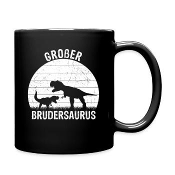Großer Brudersaurus T-Rex Dino Geschenk Großer Bru - Tasse einfarbig - Schwarz - Rechts