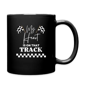 Vintage mignon mon cœur est sur cette piste course de dragsters - Mug uni - noir - Droite