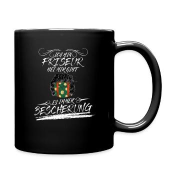 Friseur Weihnachten Bescherung Geschenke Design - Tasse einfarbig - Schwarz - Rechts