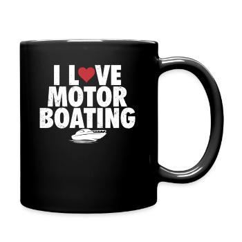 I Love Motor Bootfahren Lustig Bootfahren - Tasse einfarbig - Schwarz - Rechts