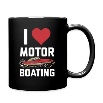 I Love Motor Bootfahren Lustig Bootfahren - Tasse einfarbig - Schwarz - Rechts