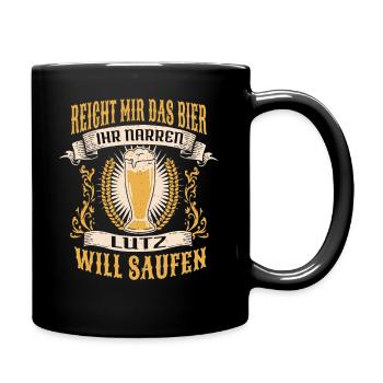 Reicht Mir Das Bier Lutz Saufen Namen - Tasse einfarbig - Schwarz - Rechts