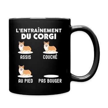 L'entrainement du Corgi Cadeau Humour Mon Chien - Mug uni - noir - Droite