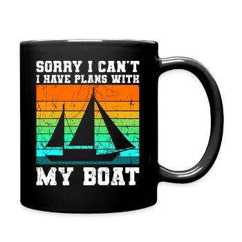 Ich Habe Pläne Mit Meinem Boot Bootfahren Schiff - Tasse einfarbig - Schwarz - Rechts