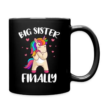 Enfin Big Sister Cute Unicorn Baby shower - Mug uni - noir - Droite