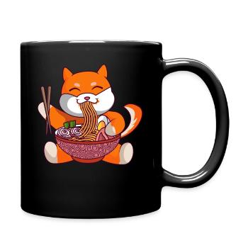 Anime Fuchs Isst Japanische Nudeln Ramen Kawaii - Tasse einfarbig - Schwarz - Rechts