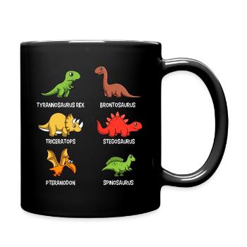Dinosaur Dino Triceratops Tyrannosaurus Rex - Full Colour Mug - black - Right