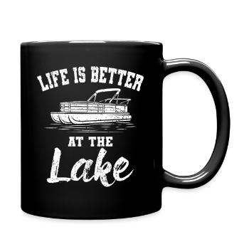 Das Leben Ist Besser Auf Dem See Pontoon Boating - Tasse einfarbig - Schwarz - Rechts