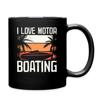 I Love Motor Bootfahren Lustig Bootfahren - Tasse einfarbig - Schwarz - Rechts