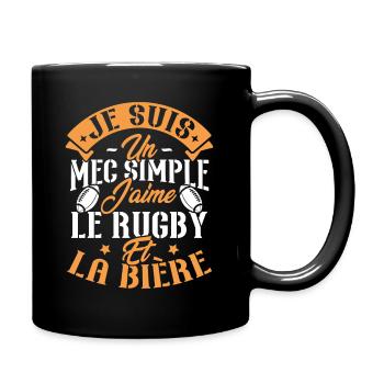 Je suis un Mec simple j'aime rugby et la bière - Mug uni - noir - Droite