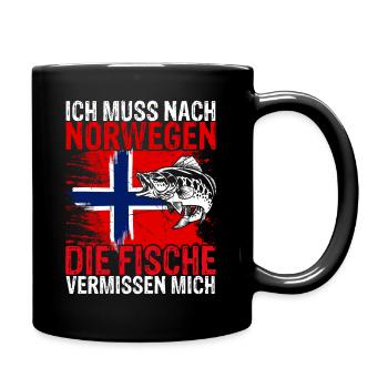 Ich muss nach NORWEGEN - Fische vermissen mich Ges - Tasse einfarbig - Schwarz - Rechts