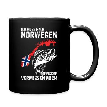 Urlaub Elche NORWEGEN die Fische vermissen mich An - Tasse einfarbig - Schwarz - Rechts