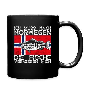 Urlaub Elche NORWEGEN die Fische vermissen mich An - Tasse einfarbig - Schwarz - Rechts