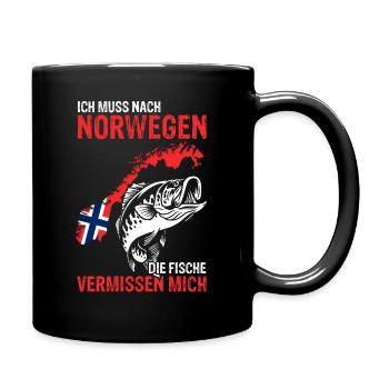 Urlaub Elche NORWEGEN die Fische vermissen mich An - Tasse einfarbig - Schwarz - Rechts