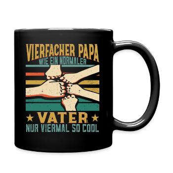 Vierfacher Papa Nachwuchs Vater 4 Kinder - Tasse einfarbig - Schwarz - Rechts