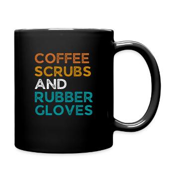Süßer lustiger Kaffee, Peelings und Gummihandschuhe - Spaß - Tasse einfarbig - Schwarz - Rechts