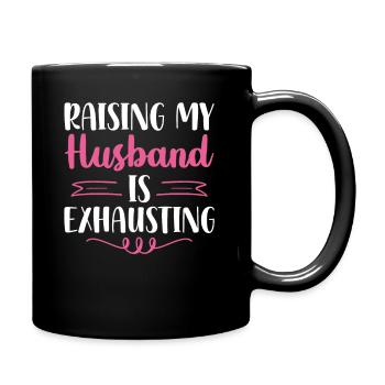 Raising My Husband Is Exhausting Leopard Messy - Full Colour Mug - black - Right