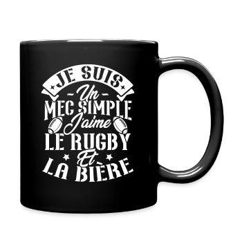 Je suis un Mec simple j'aime rugby et la bière - Mug uni - noir - Droite