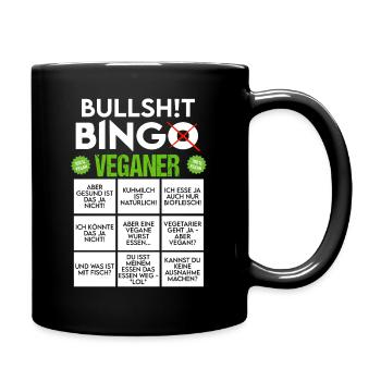 Bullshit Bingo Vegan Veganer Veganerin - Tasse einfarbig - Schwarz - Rechts