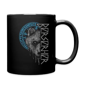 Berserker Bear Warrior Odin Nordic Rune Symbols - Full Colour Mug - black - Right