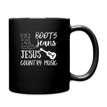 Cute Boots Jeans Jesus & Country Music Cute Funny - Mug uni - noir - Droite