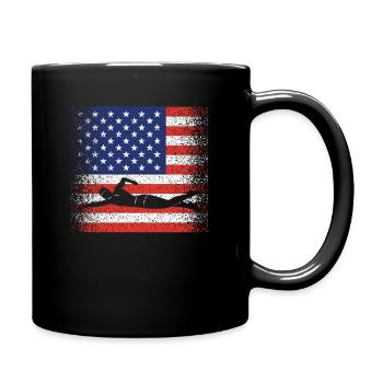 USA Flagge Swim Team Sport Amerikanischer Schwimme - Tasse einfarbig - Schwarz - Rechts