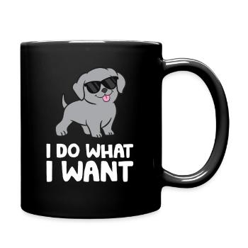 Weimaraner Welpe Ich mache was ich will Lustiger - Tasse einfarbig - Schwarz - Rechts