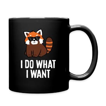 Roter Panda Ich mache, was ich will Lustiger - Tasse einfarbig - Schwarz - Rechts