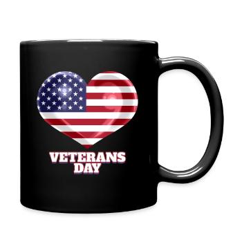 American Flag Heart For Veterans Day - Full Colour Mug - black - Right
