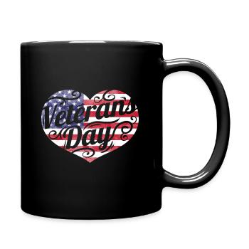 American Flag Heart for Veterans Day - Full Colour Mug - black - Right