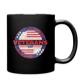 US Flag Round Logo For Veterans Day - Tasse einfarbig - Schwarz - Rechts