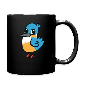 Eisvogel - süß, niedlich, große Augen - Tasse einfarbig - Schwarz - Rechts