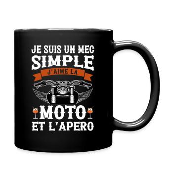 Je Suis Un Mec Simple J aime La Moto Et Apéro - Mug uni - noir - Droite