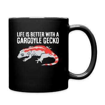 Das Leben ist besser mit einem Gargoyle Gecko - Tasse einfarbig - Schwarz - Rechts