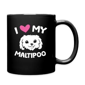J’aime mon chien Maltipoo - Mug uni - noir - Droite