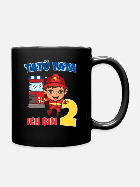 Ich bin 2 Feuerwehr Geburtstagsshirt 2. Geburtstag - Tasse einfarbig - Schwarz