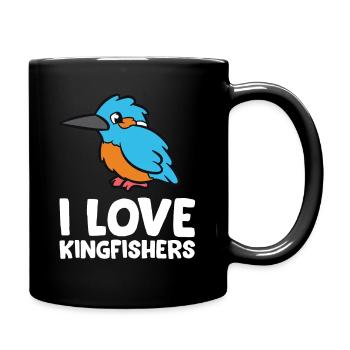 Kingfisher - I love kingfishers - Full Colour Mug - black - Right