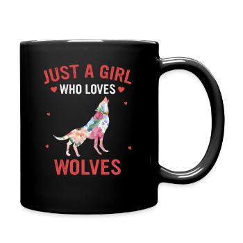 Wolf Wölfe Tier Jaulen - Tasse einfarbig - Schwarz - Rechts