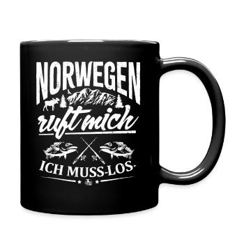 Norwegen ruft mich - ich muss los - Tasse einfarbig - Schwarz - Rechts