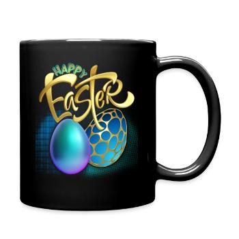 Joyeuse-Pâques Calligraphie Joyeuses Pâques 3d Oeufs de Pâques - Mug uni - noir - Droite
