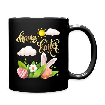 Happy-Easter Calligraphy, Easter Egg, Happy Easter - Full Colour Mug - black - Right